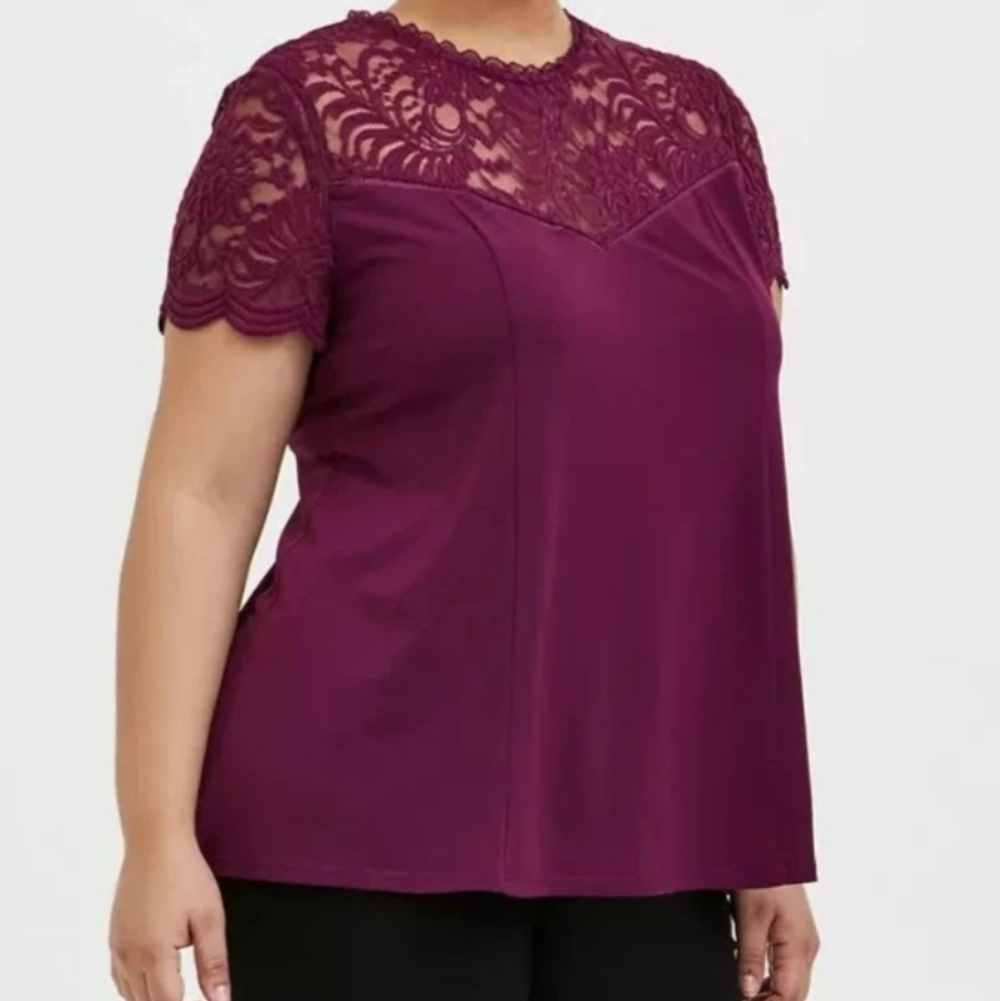 Torrid Studio Knit Lace Inset Top